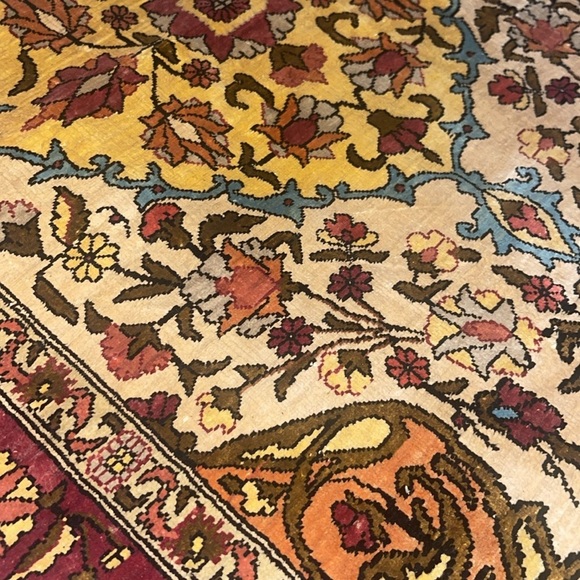 VINTAGE Handmade silk qom persian rug stamped by the artist - Picture 3 of 9